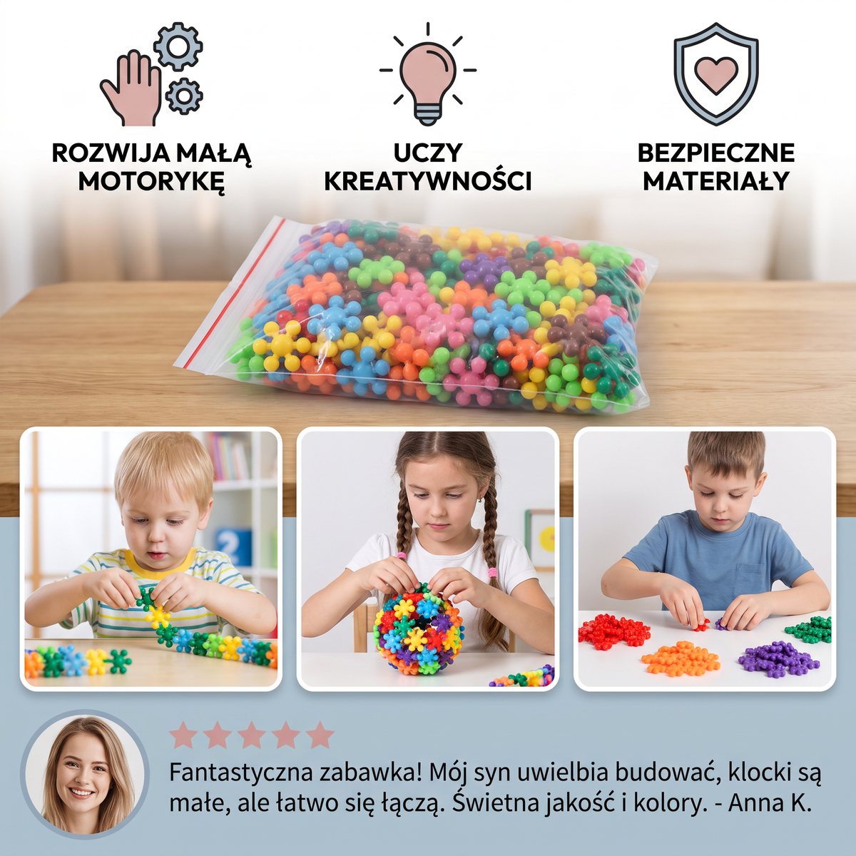 Zestaw klocków Montessori w kształcie kwiatu śliwy
