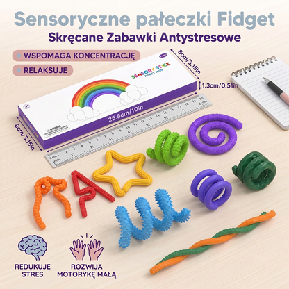 Sensoryczne pałeczki Fidget – Skręcane Zabawki Antystresowe do Relaksu