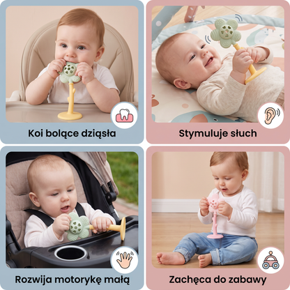 Gryzak i Grzechotka 2 w 1 w Kształcie Słonecznika z Przyssawką dla Niemowląt