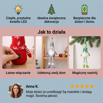 Świąteczne Dekoracje LED w Kształcie Skrzatów