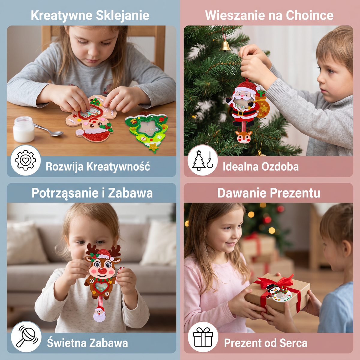 Świąteczny zestaw DIY dla dzieci do tworzenia ozdób typu shaker