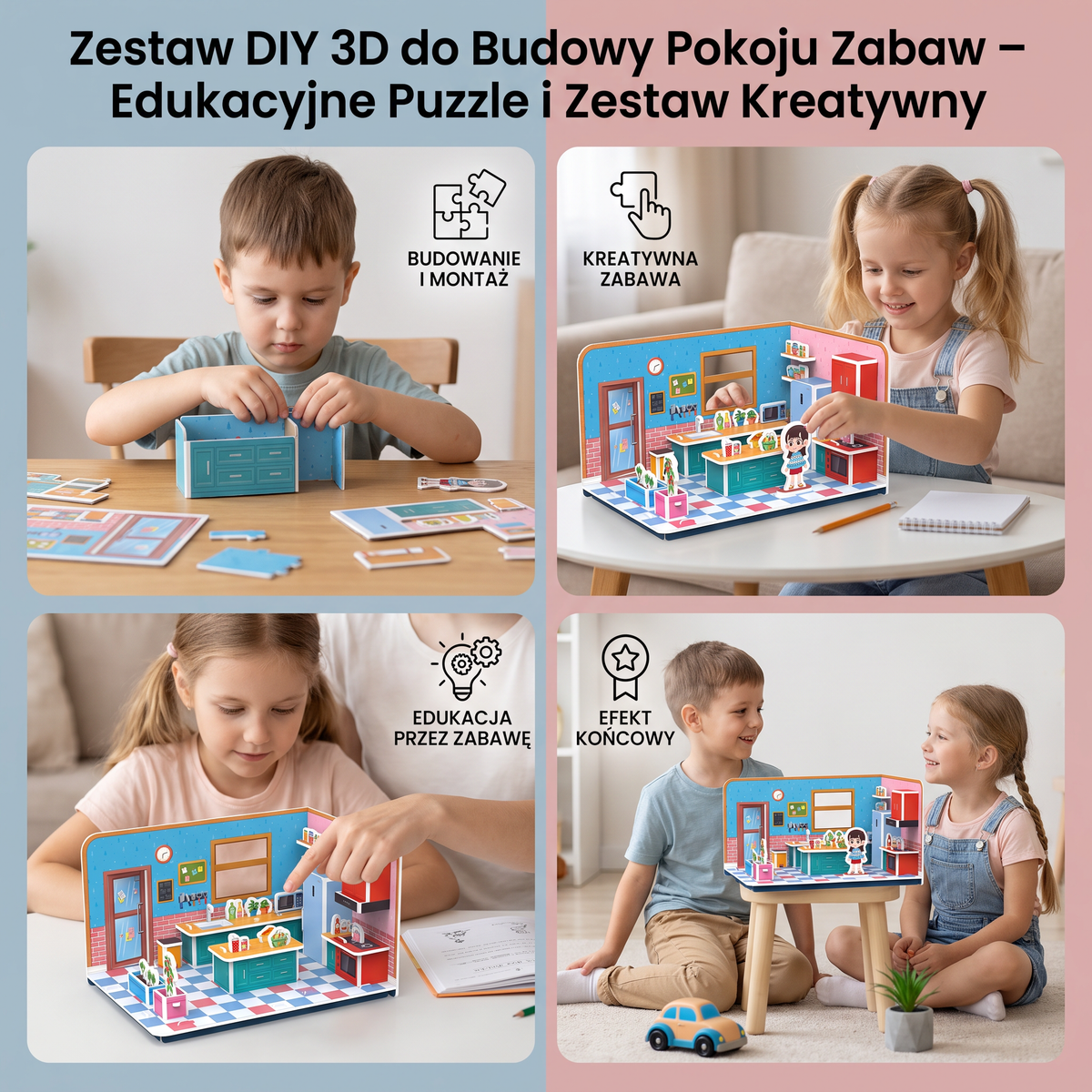 Zestaw DIY 3D do Budowy Pokoju Zabaw – Edukacyjne Puzzle i Zestaw Kreatywny