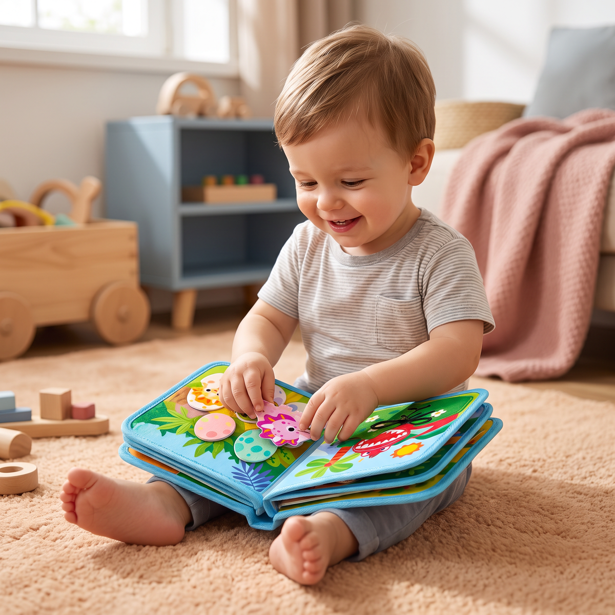8-w-1 Montessori Książeczka Aktywnościowa z Dinozaurami dla Maluchów