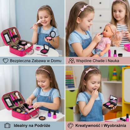 Zestaw do makijażu dla dziewczynek – Bezpieczny zestaw kosmetyków dla dzieci z praktyczną torbą