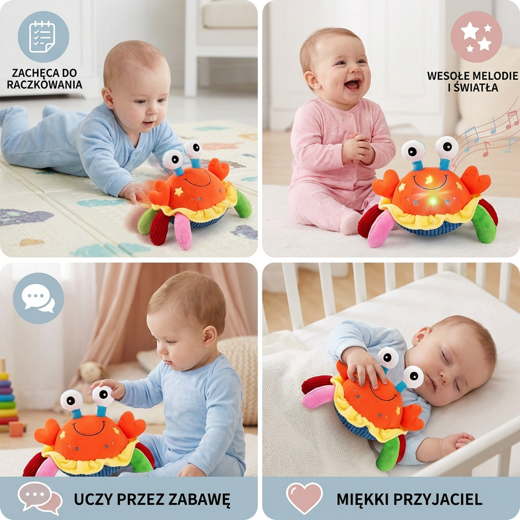 Interaktywna Muzyczna Krabik z Funkcją Głosu – Ruchoma Edukacyjna Zabawka dla Niemowląt
