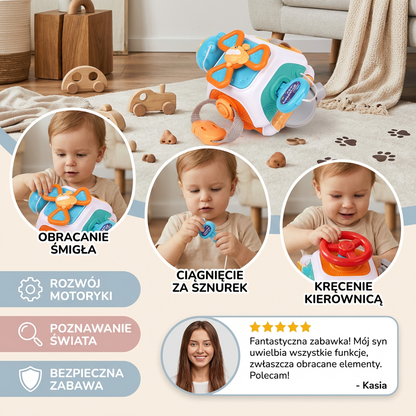 Montessori Kostka Aktywności 22-w-1 dla Maluchów – Zabawka do Rozwoju Motoryki i Odkrywania