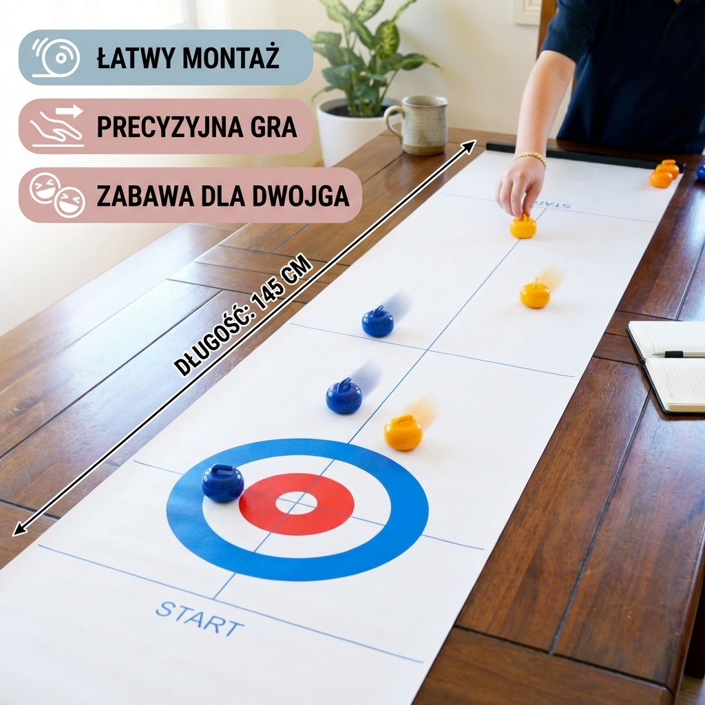 Przenośna gra stołowa w curling – zestaw do rywalizacji dla 2 graczy