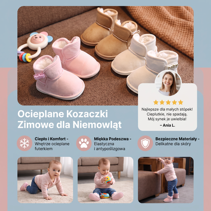 Zimowe buciki niemowlęce z polarową podszewką i miękką, antypoślizgową podeszwą