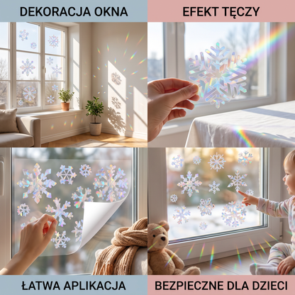 Wielorazowe naklejki na okno typu suncatcher w kształcie płatków śniegu