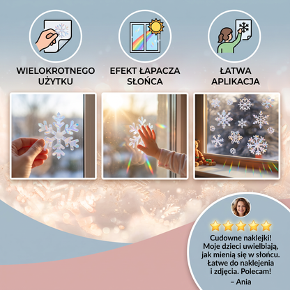 Wielorazowe naklejki na okno typu suncatcher w kształcie płatków śniegu