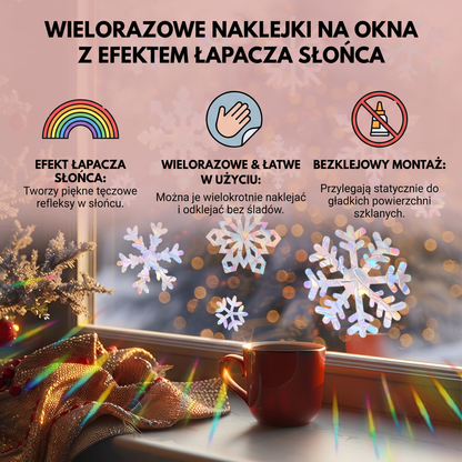Wielorazowe naklejki na okno typu suncatcher w kształcie płatków śniegu