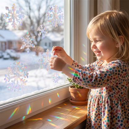 Wielorazowe naklejki na okno typu suncatcher w kształcie płatków śniegu