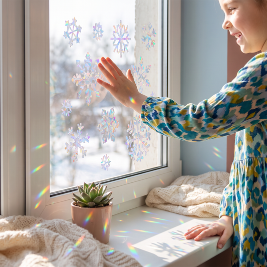 Wielorazowe naklejki na okno typu suncatcher w kształcie płatków śniegu