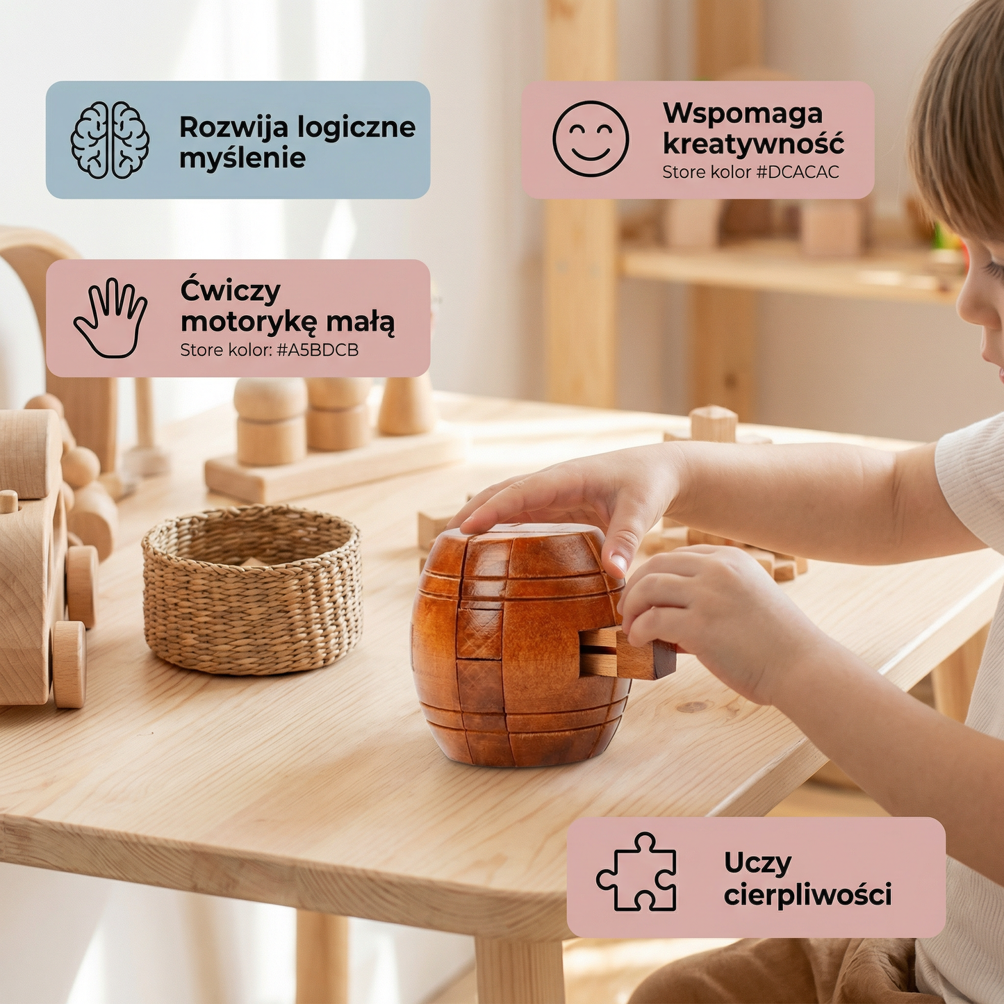 Montessori 3D drewniana gra edukacyjna – łamigłówka puzzle