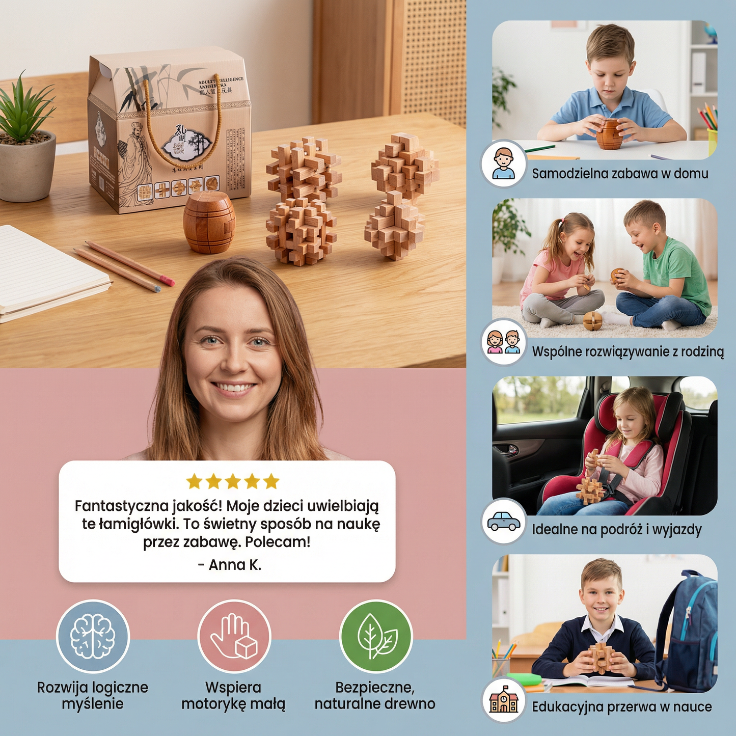 Montessori 3D drewniana gra edukacyjna – łamigłówka puzzle
