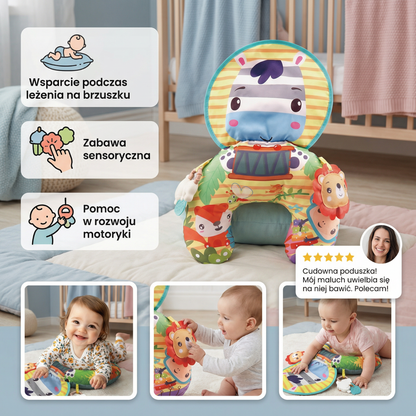 Poduszka treningowa dla niemowląt do leżenia na brzuszku z pałąkiem do zabawy – Wspiera rozwój sensoryczny i wczesny rozwój