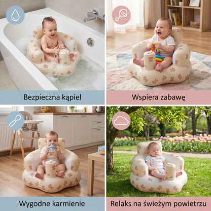 Nadmuchiwane Siedzenie dla Niemowląt z Wzorem Misia do Siedzenia i Kąpieli