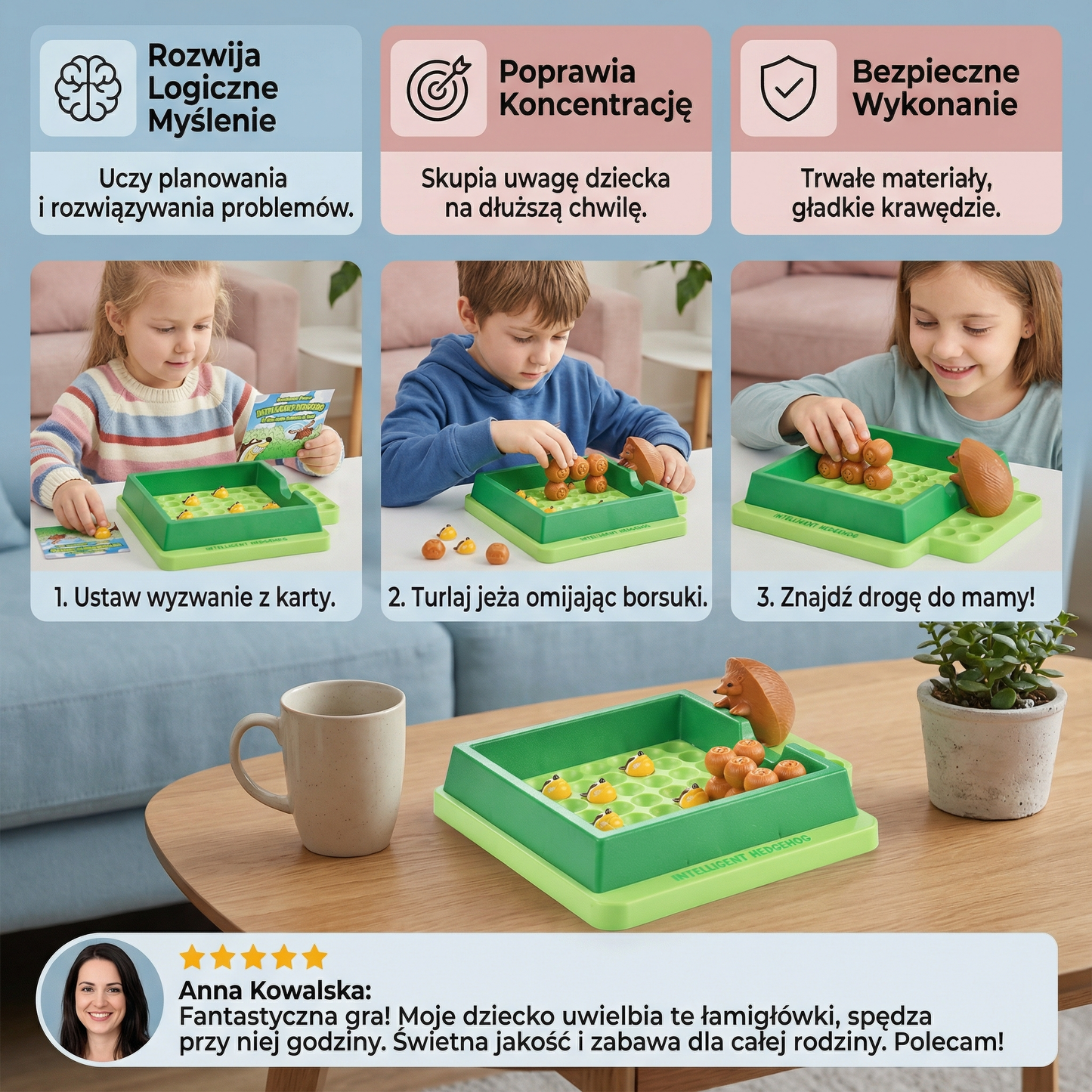 Sprytny Jeż – Edukacyjna układanka logiczna dla dzieci