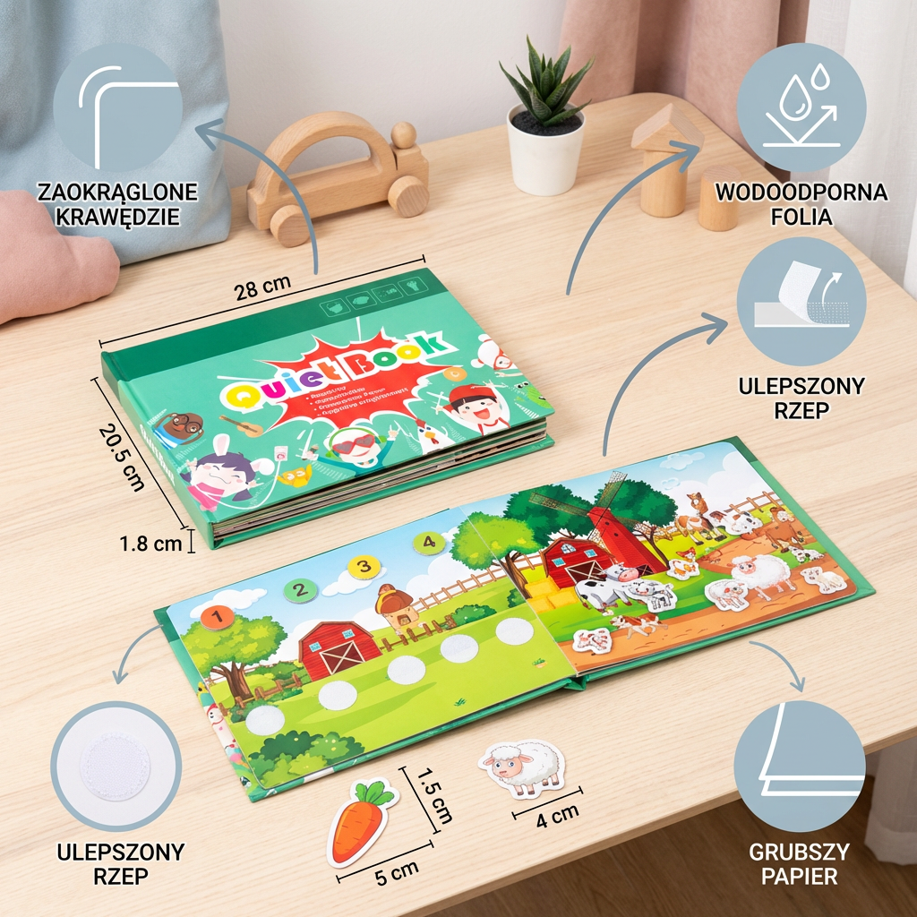 Książka ze stickerami Montessori dla dzieci – wielokrotnego użytku książka edukacyjna i aktywizująca