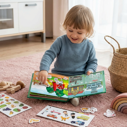 Książka ze stickerami Montessori dla dzieci – wielokrotnego użytku książka edukacyjna i aktywizująca