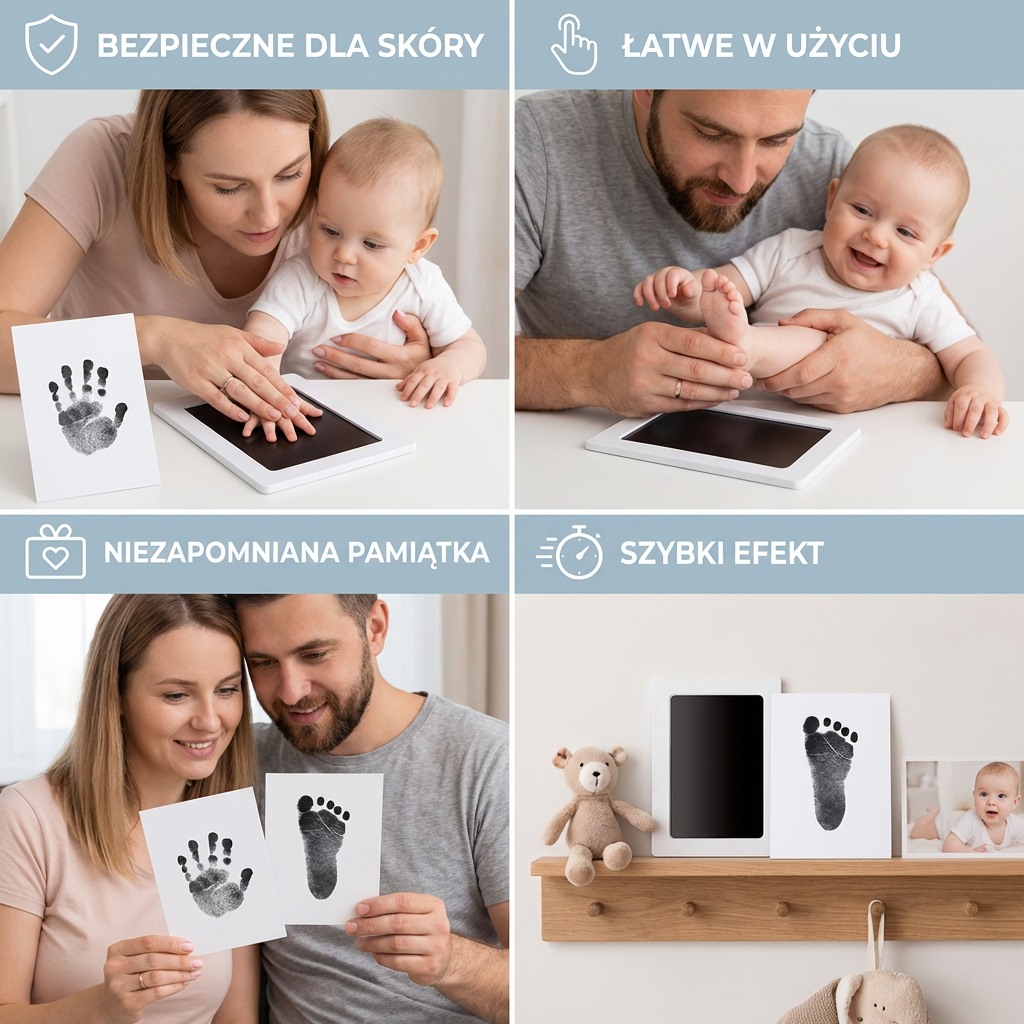 Zestaw do odcisku dłoni i stópki dziecka – pamiątka dla maluchów