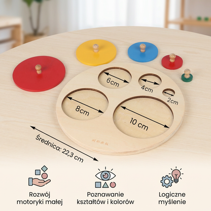 Montessori Drewniana Układanka z Kształtami – Edukacyjna Zabawka do Sortowania Geometrii i Kolorów dla Dzieci