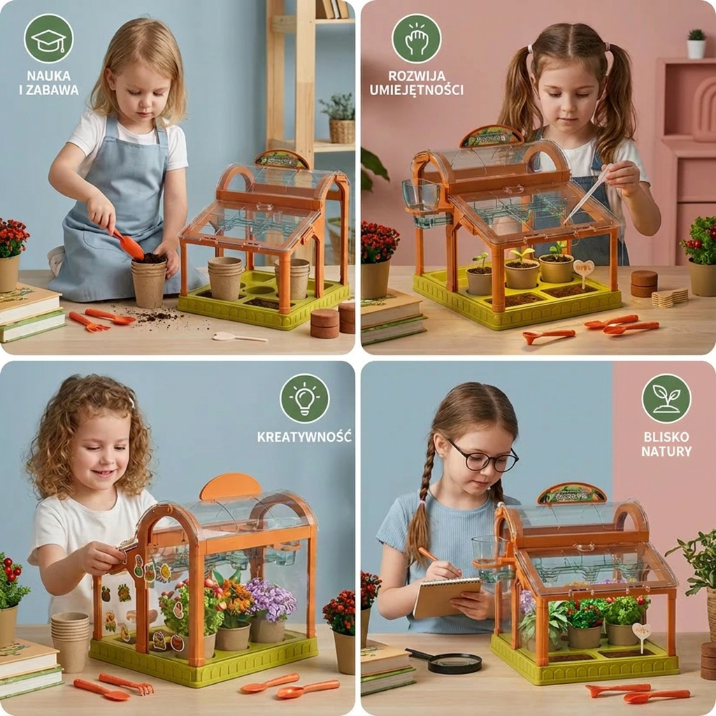 LED Akrylowe Mini Szklarnie dla Dzieci – Zestaw do Hodowli Roślin w Pomieszczeniach – Nauka i Zabawa