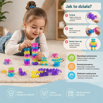 Sensoryczne miękkie klocki dla dzieci – miękkie, ściskalne klocki edukacyjne do zabawy i nauki