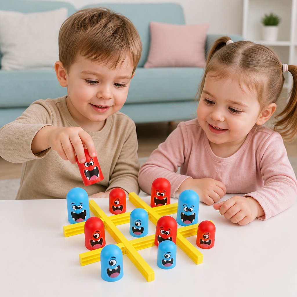 Gra planszowa Monster Tic-Tac-Toe dla dzieci – Zabawa 2-osobowa gra strategiczna