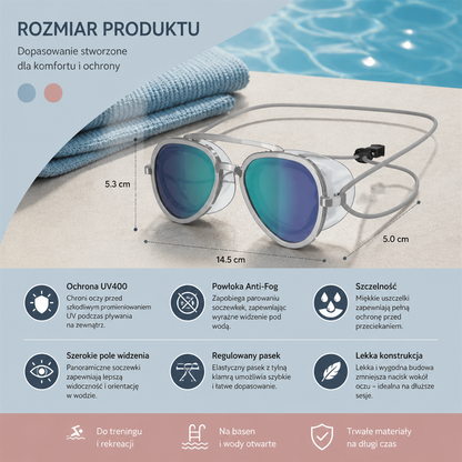 Pro Aviator Okulary Pływackie – Ochrona UV400, Technologia Anty-Fog i Pełne Dopasowanie