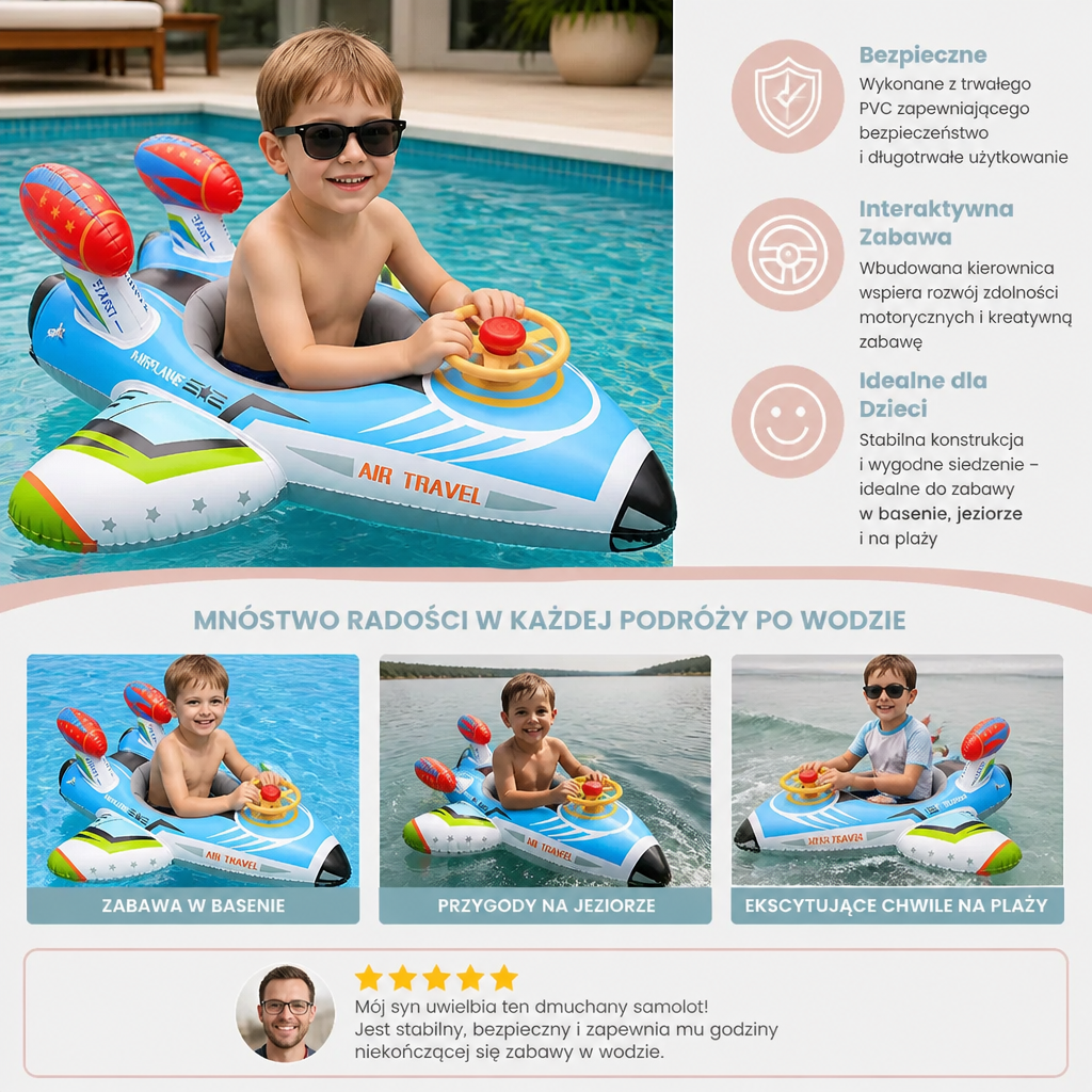 Nadmuchiwany Jet Fighter Pool Float z Siedzeniem i Stosunkiem