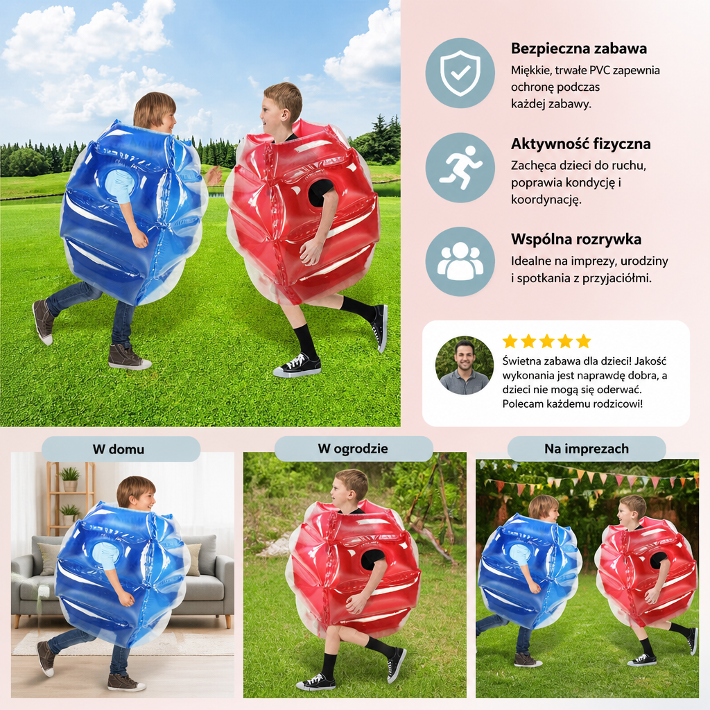 Nadmuchiwany Strój Bumper Ball dla Dzieci – Gra Zderzeniowa Outdoor dla 2 Graczy