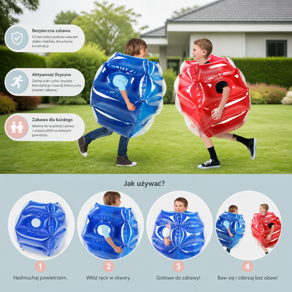 Nadmuchiwany Strój Bumper Ball dla Dzieci – Gra Zderzeniowa Outdoor dla 2 Graczy