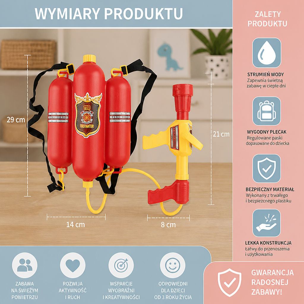 Lekkie strzelające wodą plecak dla dzieci – zabawa na świeżym powietrzu latem