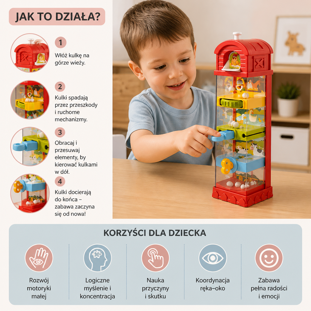 Interaktywna Farma Z Kulkową Trasą – Rozwój Motoryki Małej i Umiejętności Rozwiązywania Problem