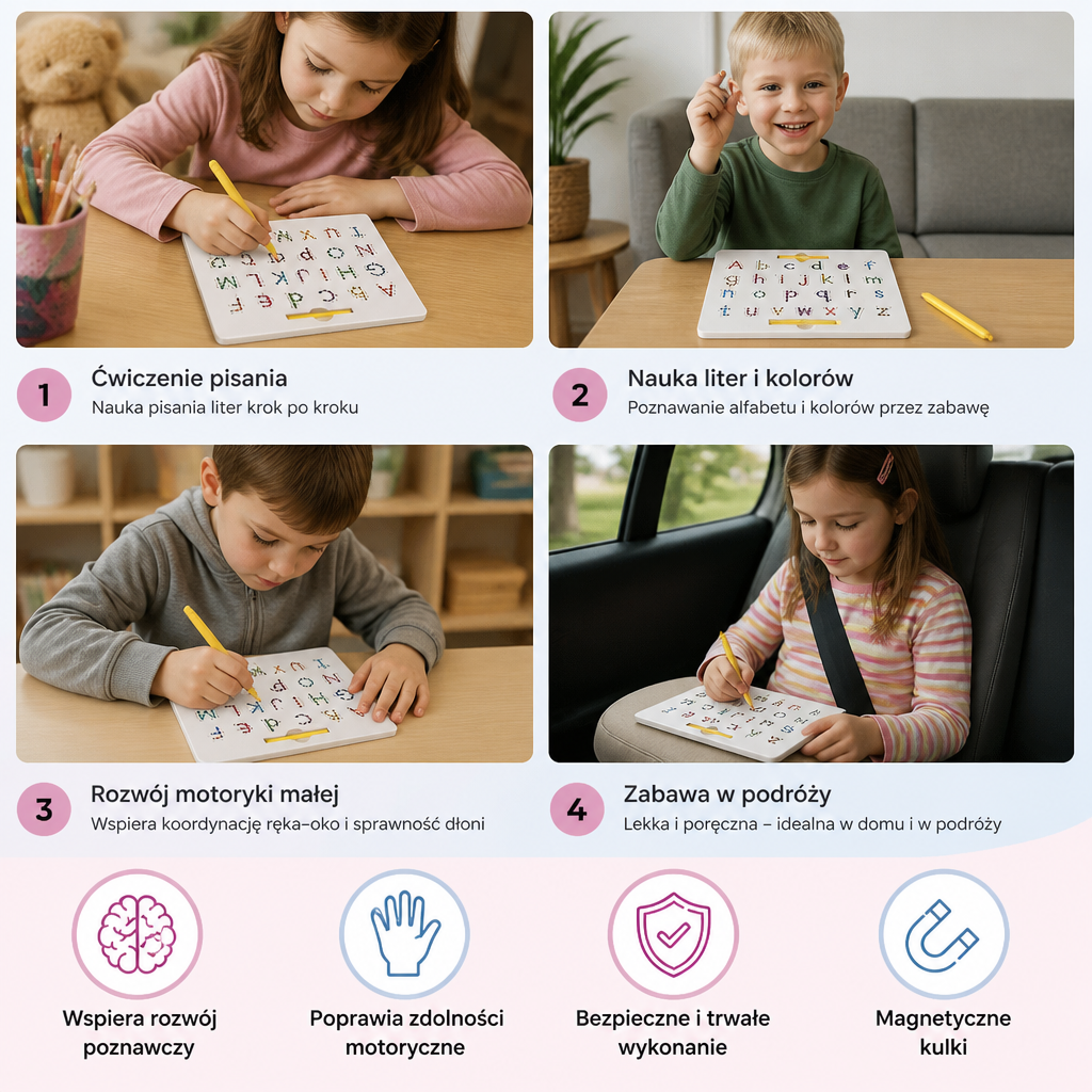 Edukacyjna Tablica do Pisania z Magnetycznymi Kulkami