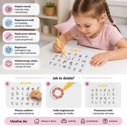 Edukacyjna Tablica do Pisania z Magnetycznymi Kulkami