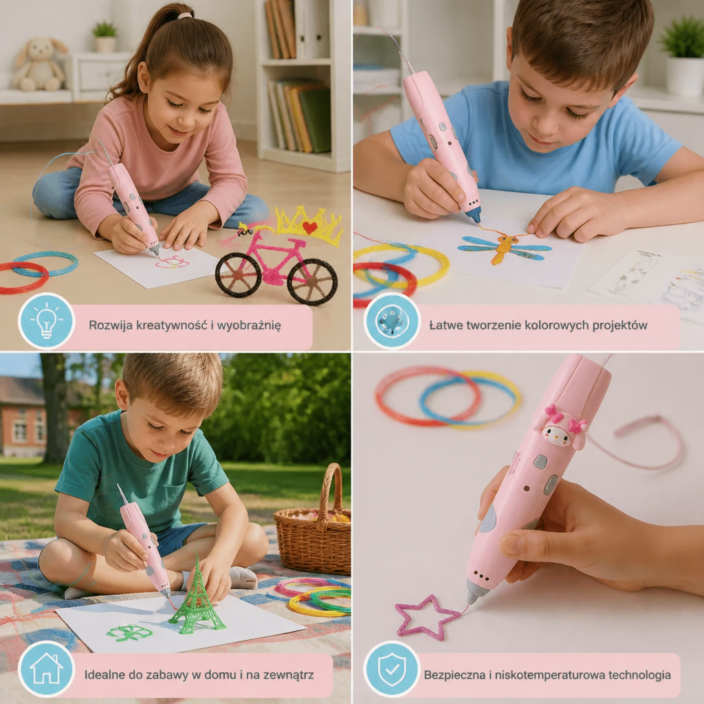 Niskotemperaturowy Zestaw Z Długopisem 3D Dla Dzieci – Bezpieczny Zestaw DIY Do Nauki STEM