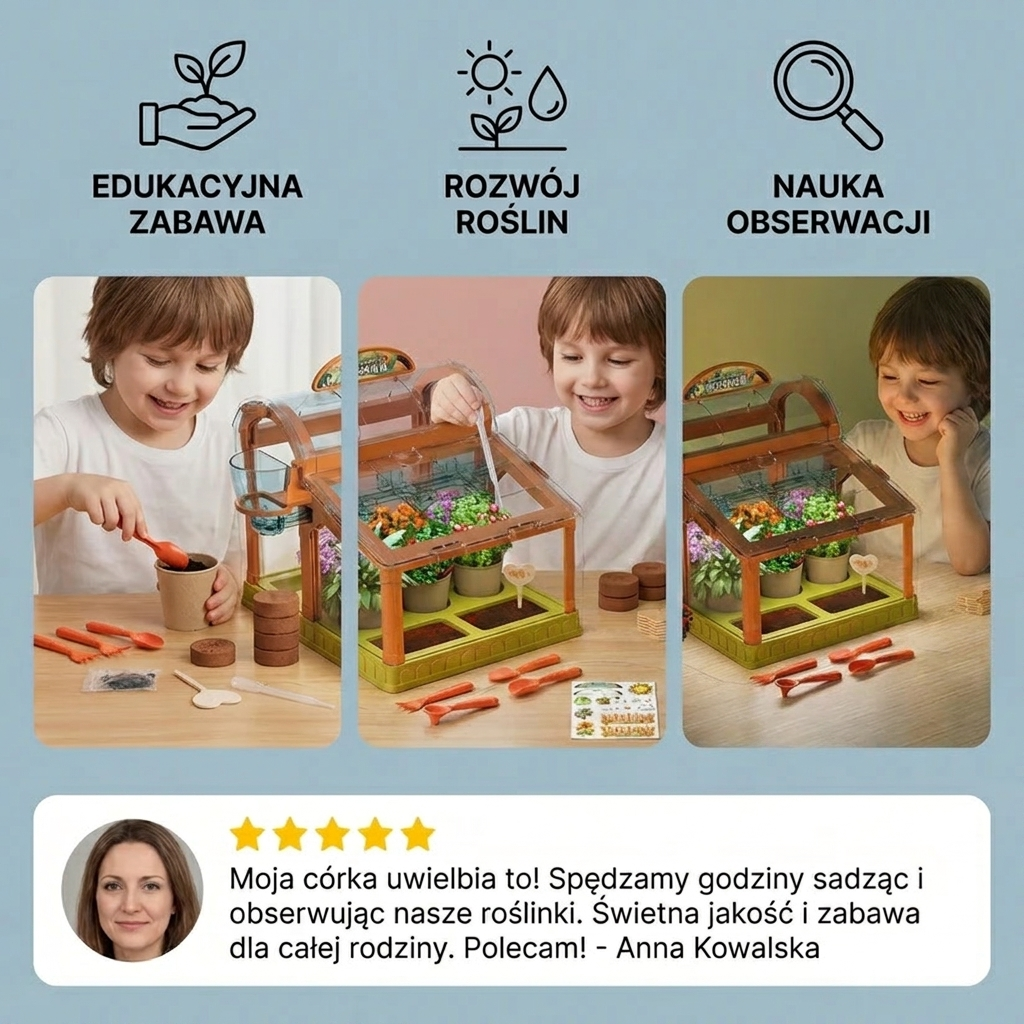 LED Akrylowe Mini Szklarnie dla Dzieci – Zestaw do Hodowli Roślin w Pomieszczeniach – Nauka i Zabawa