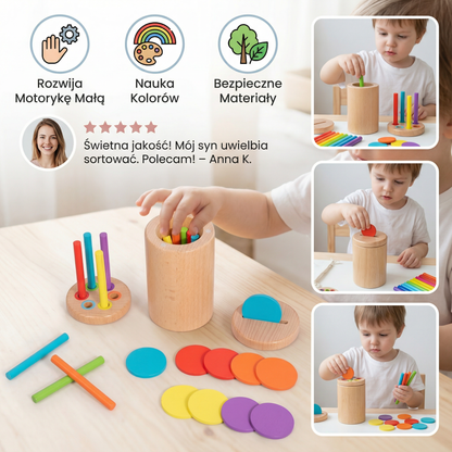 Montessori Drewniana Zabawka dla Dzieci – Gra Edukacyjna do Sortowania Kolorów i Kształtów