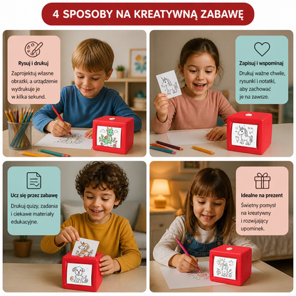 Magiczne AI Pudełko Drukujące dla Dzieci z Sterowaniem Głosowym – Przenośna Kreatywna Drukarka do Rysunków i Pomysłów