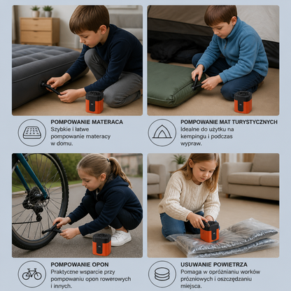 Przenośna Mini Pompka Elektryczna Z Lampką LED – Szybkie Pompowanie I Opróżnianie