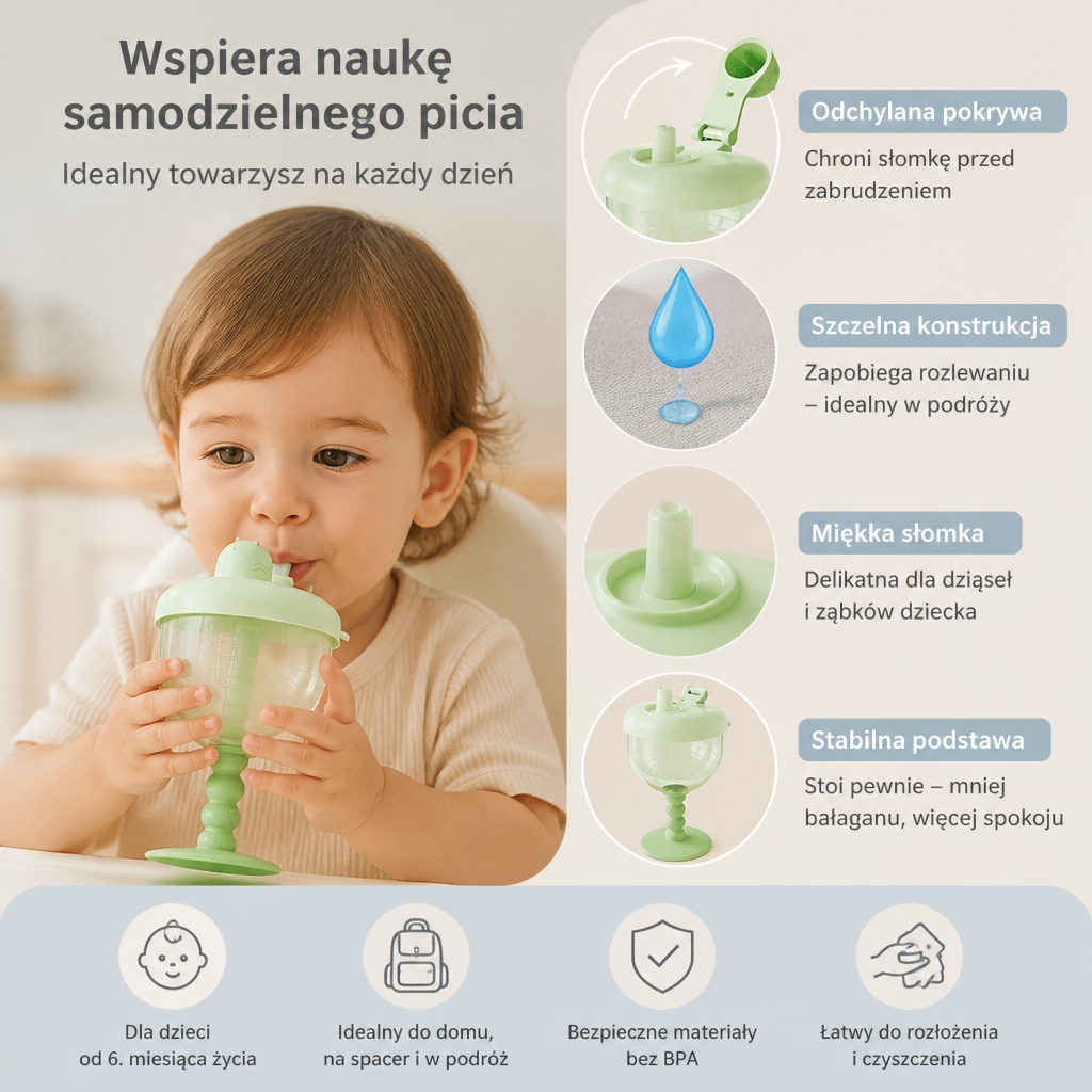 Niewylewający Kubek Treningowy Dla Dzieci Ze Słomką