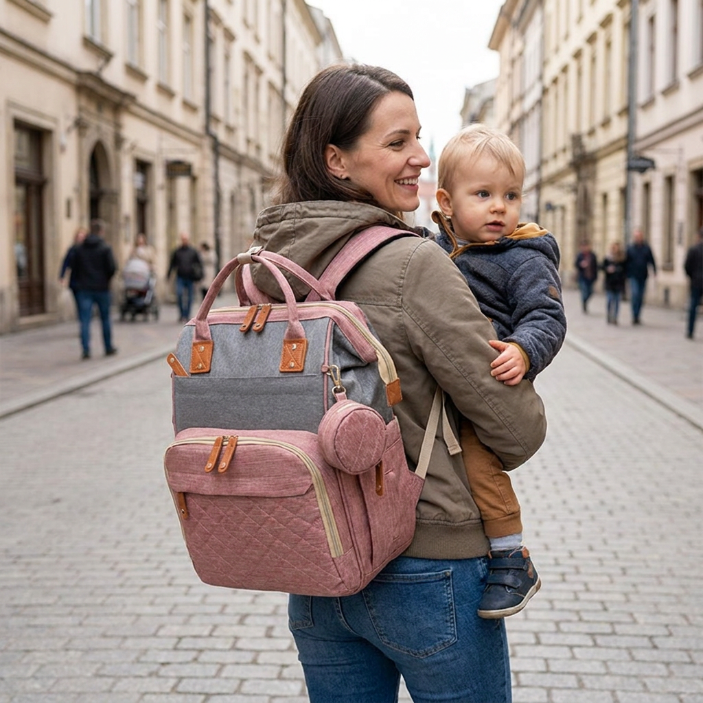 3-w-1 Plecak Podróżny na Pieluchy z Składaną Łóżeczkiem dla Niemowląt – Idealny dla Rodziców w Ruchu