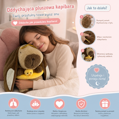 Oddychająca pluszowa kapibara – miękka i przytulna zabawka do snu
