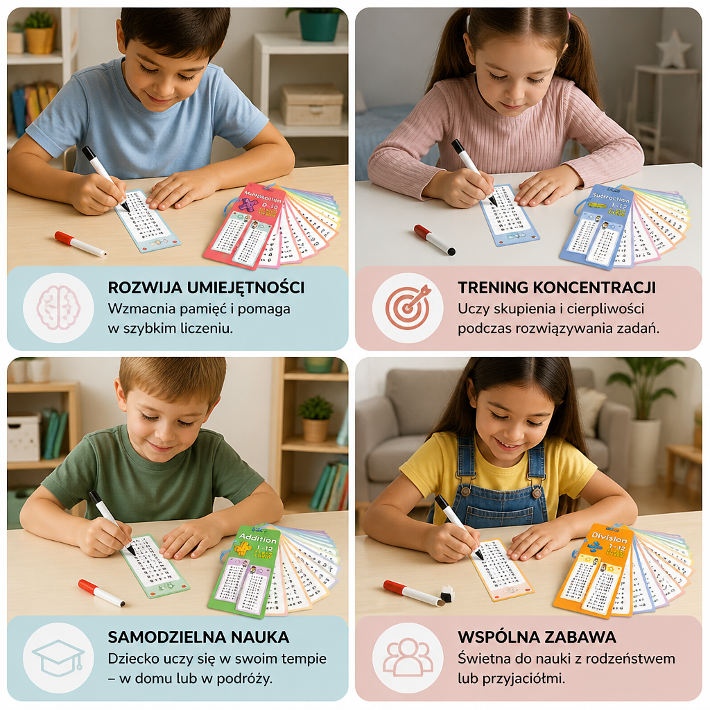 Wielokrotnego Użytku Karty Do Nauki Matematyki Dla Dzieci