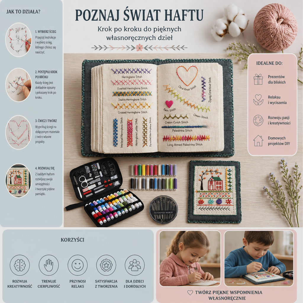 Książka Do Haftowania Z Instrukcjami Ściegów Krok Po Kroku