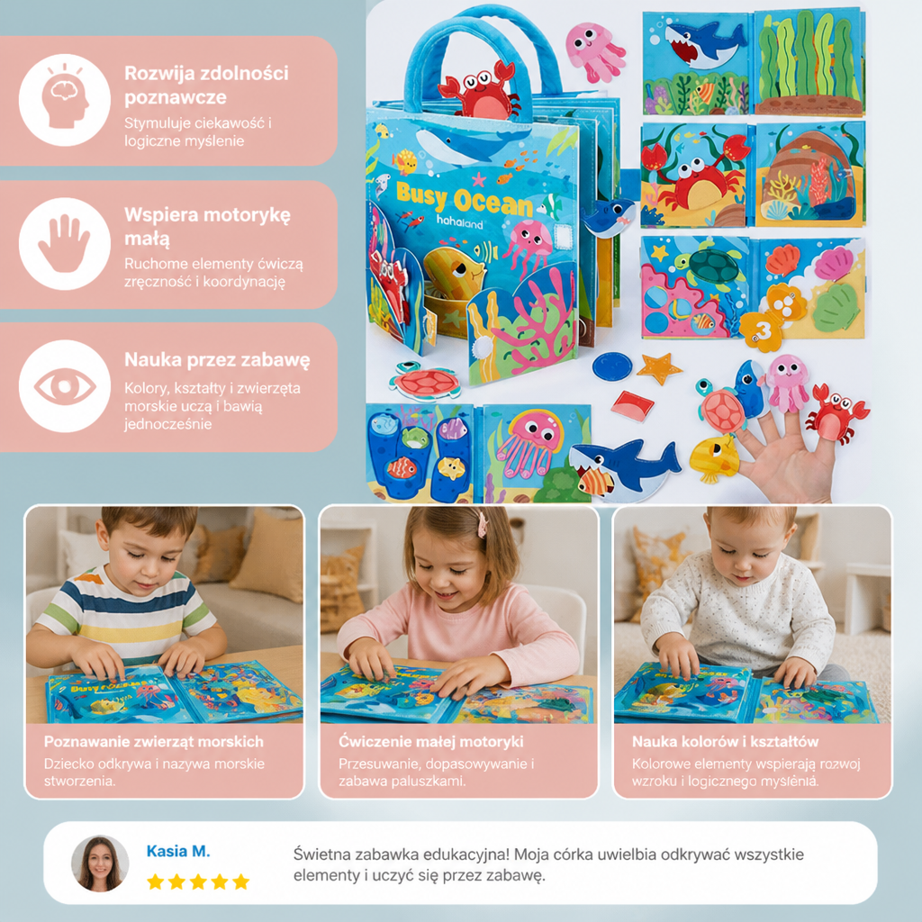 Montessori Sensory Book Z Morskimi Zwierzętami Do Nauki Poprzez Zabawę