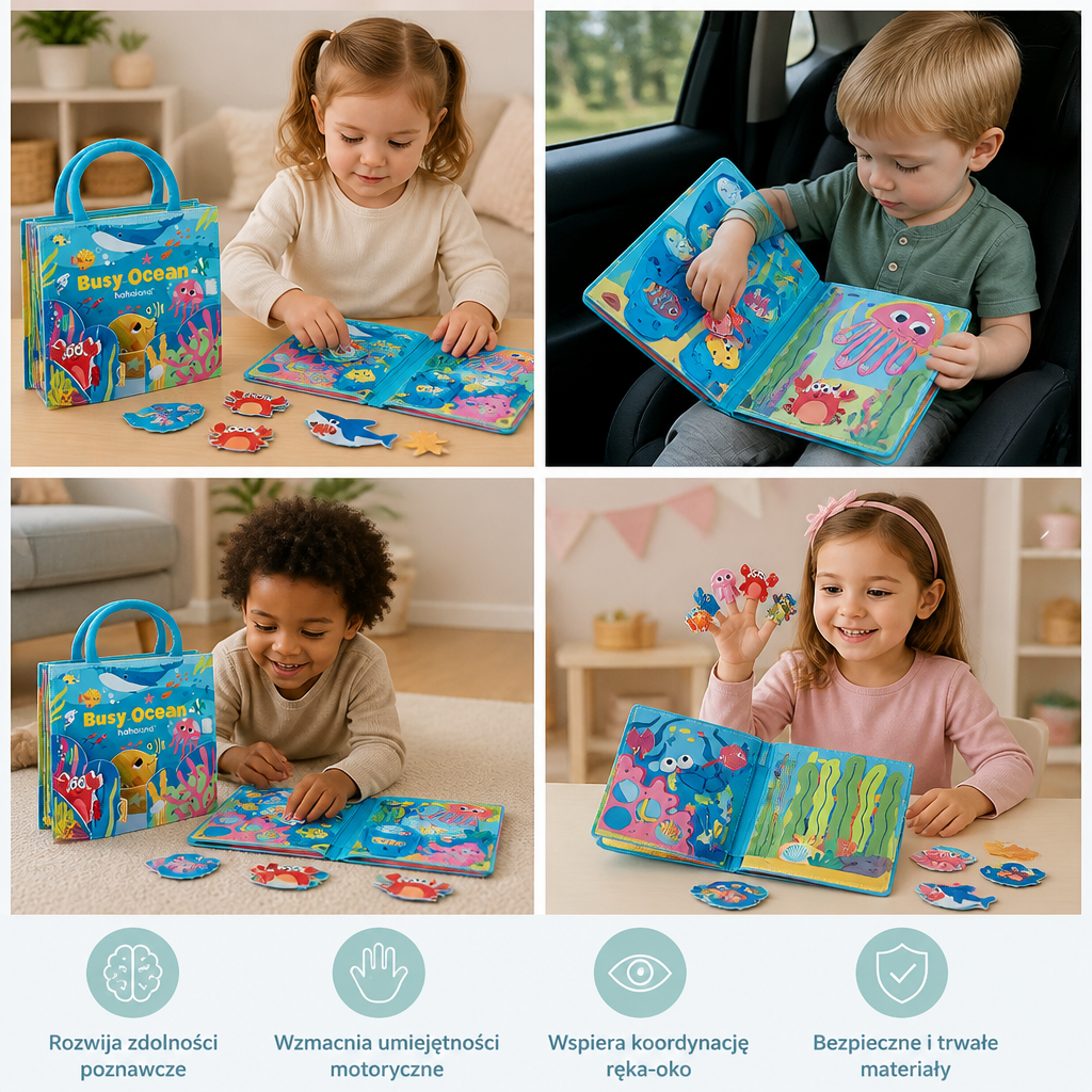 Montessori Sensory Book Z Morskimi Zwierzętami Do Nauki Poprzez Zabawę