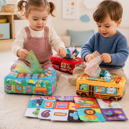 Montessori Magiczna Pudełko Na Chusteczki – Sensoryczna Zabawka Edukacyjna Dla Niemowląt